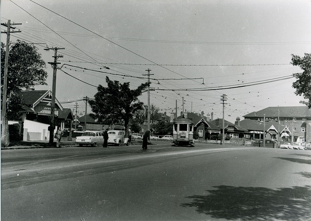Tram turning into Abbotford Street Kensington