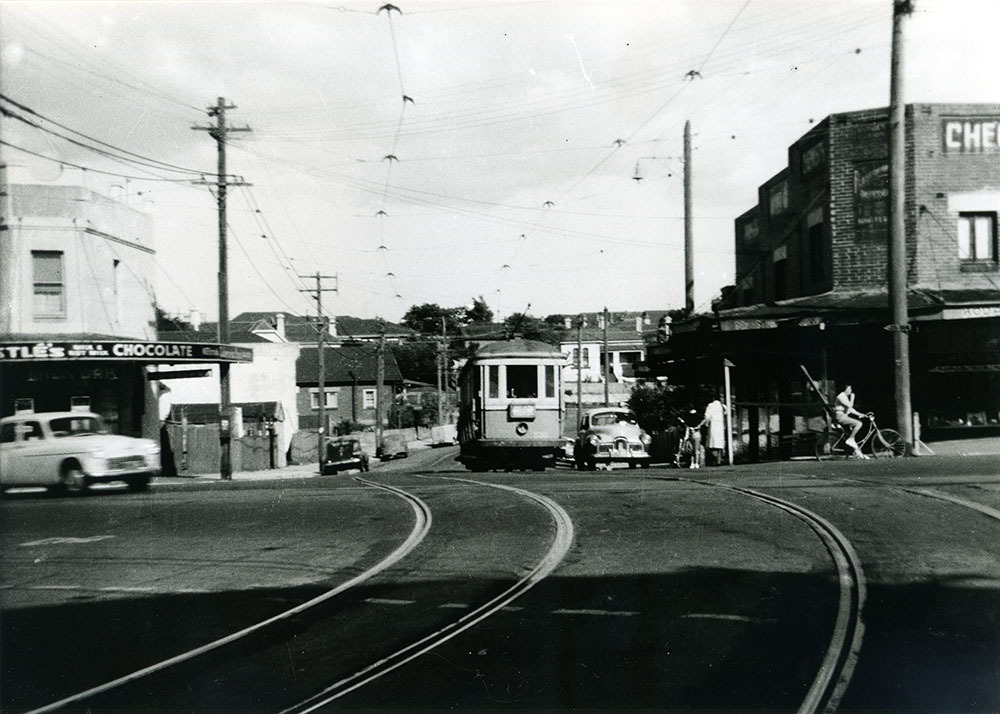 Tram on intersection of Clovelly and Frenchmans Road