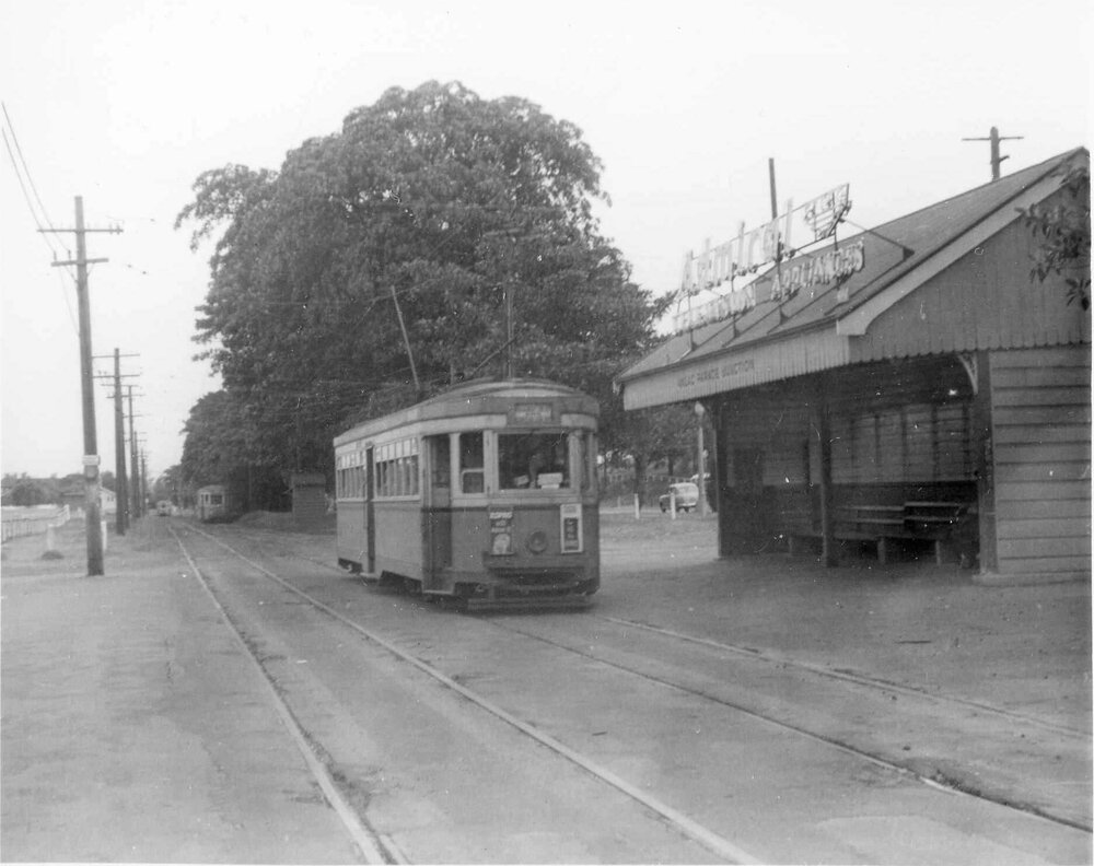 Tram stopped on Anzac Parade, Moore Park