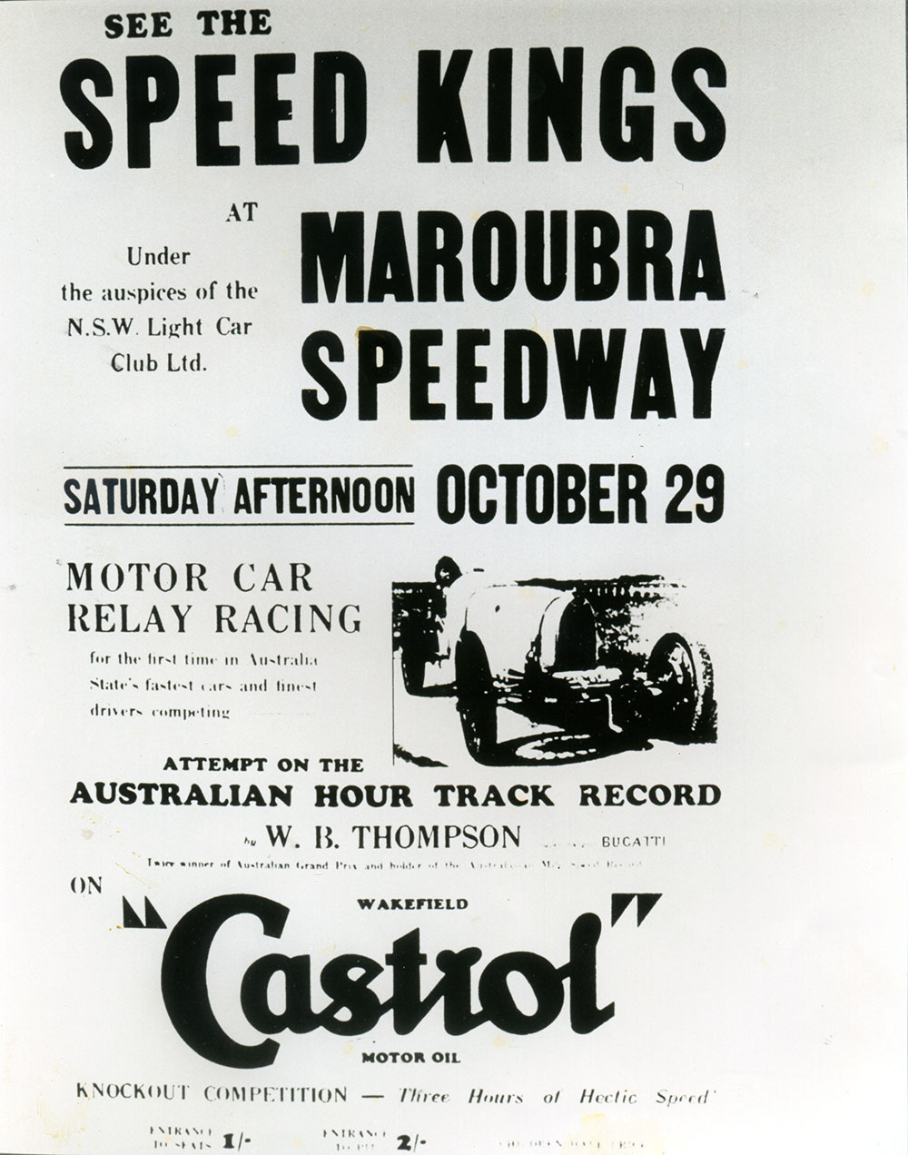 Advertisement for the Maroubra speedway