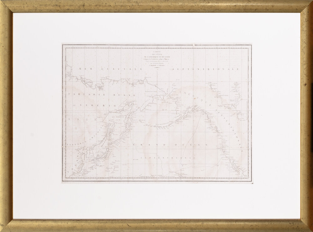 Engraving, Carte des C&ocirc;tes de l'Am&eacute;rique et de l'Asie depuis la Californie, jusqu'&agrave; Macao, Pl. 15 of Atlas du voyage de Lap&eacute;rouse