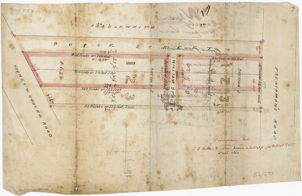 Early subdivision between Belmore Road and Avoca Street