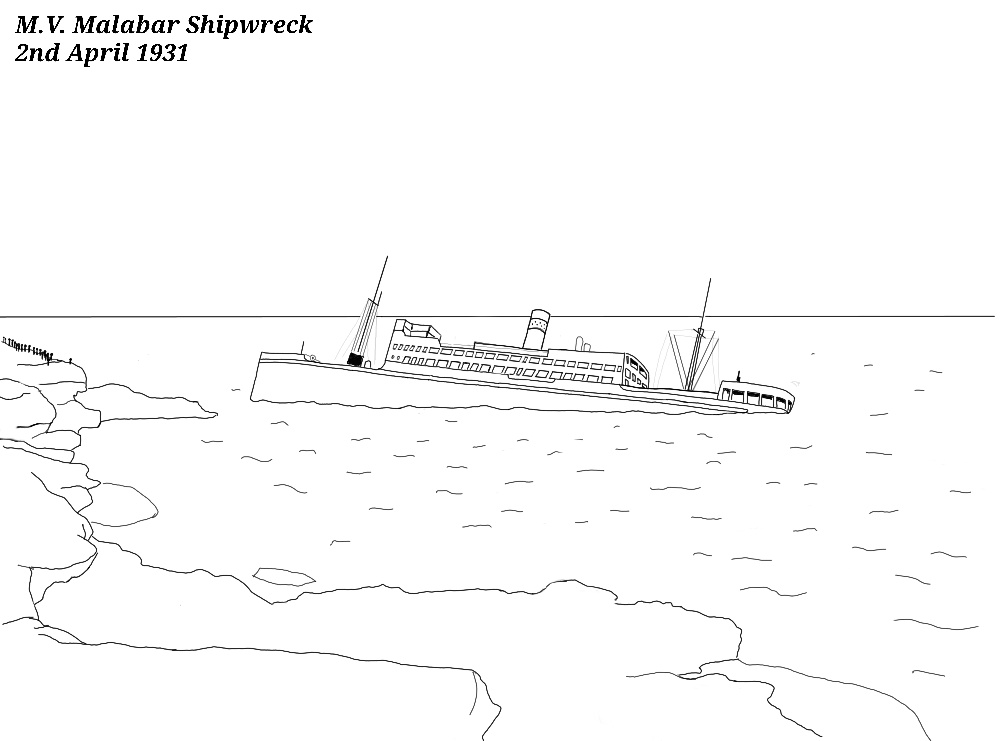 Colouring; M.V. Malabar shipwreck