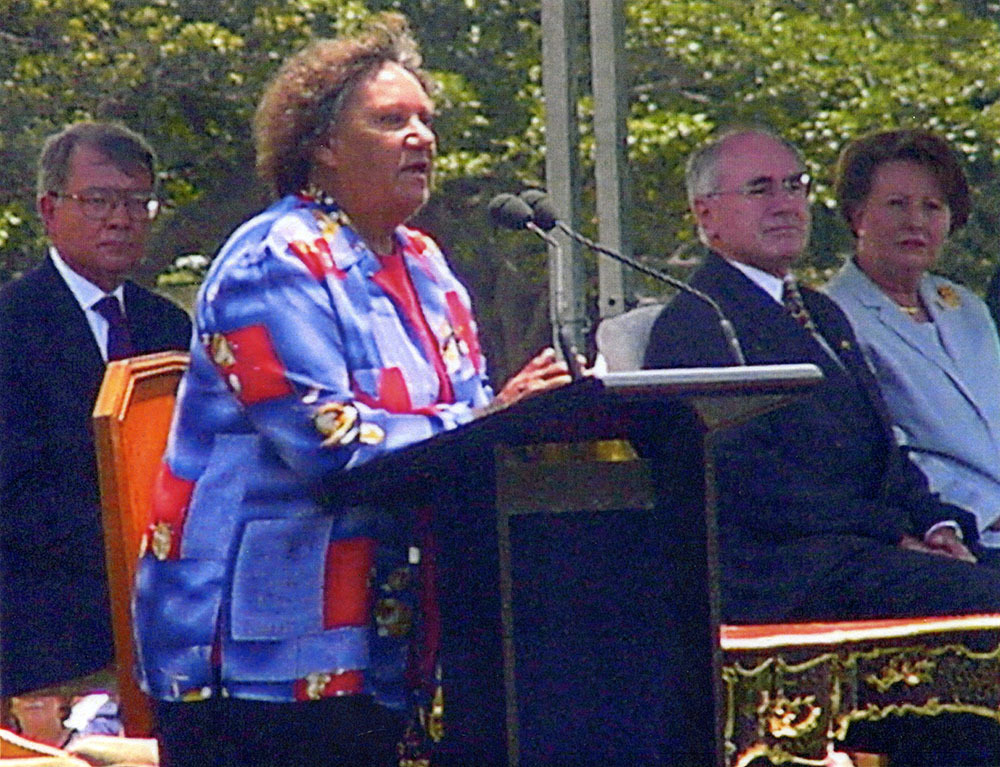 Welcome to Country by Beryl Bellaur of the Dharawal people during the celebrations for the Centenary of Federation