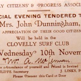 Invitation from Clovelly Citizens and Progress Association