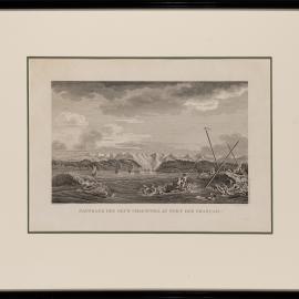 Engraving, Naufrage des deux chaloupes au Port des Francais, Pl. 25 of Atlas du voyage de Lapérouse