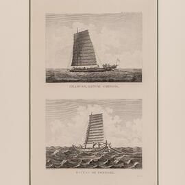 Engraving, Champan, bateau chinois; Bateau de Formose, Pl. 60 of Atlas du voyage de Lapérouse