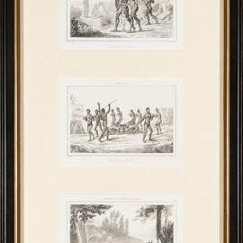 Prints, Tombeau d'un indigene, Danse des Naturels, Famille de Sauvages