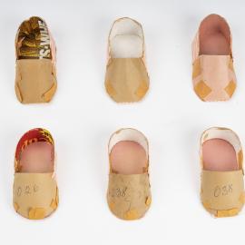 Unfinished Single shellwork baby shoe with cardboard