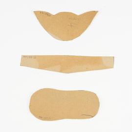 Shellwork model shoe pieces, cardboard
