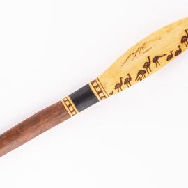 Wood Club with Emu and Kangaroo motifs