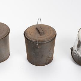 Tin Billy cans with lids