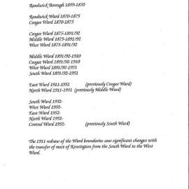 Randwick Wards, Streets and Estates Reference
