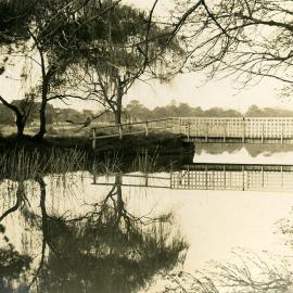 View of one of the ponds and bridges in Centennial Park Sydney