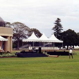 The Federation Pavilion and official dias in Centennial Park during preparations for the Centenary of the Federation of Australia