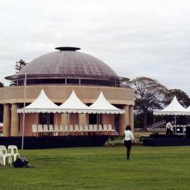 The Federation Pavilion and official dias in Centennial Park during preparations for the Centenary of the Federation of Australia