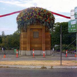 Woollahra Gates entrance to Centennial Park decorated with Australian native flowers for the celebration of the Centenary of the Federation of Australia