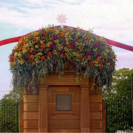 Woollahra Gates entrance to Centennial Park decorated with Australian native flowers for the celebration of the Centenary of the Federation of Australia
