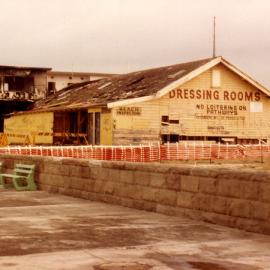 Old Maroubra Beach Pavilion destroyed by fire, looking south-west
