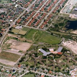 Image shows an aerial photograph of the Moverly Green area