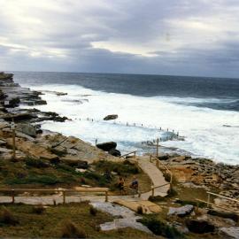 Image shows Mahon Pool looking east