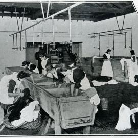 Girls working in the laundry at the Randwick Destitute Children's Asylum