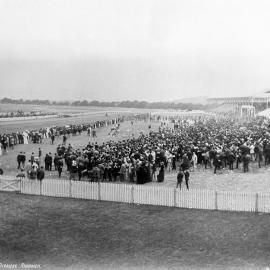 The lawn and straight at Randwick Racecourse looking south