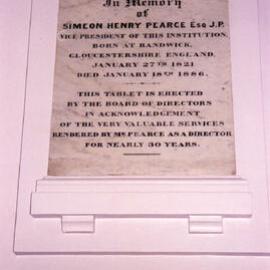 Plaque in memory of Simeon Henry Pearce