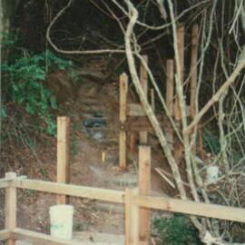 Steps under construction at Fred Hollows Reserve
