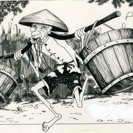 Cartoon of Chinese market gardener