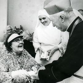 Bea Miles with Cardinal Norman Gilroy