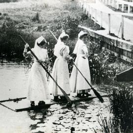 Nurses boating on the Coast Hospital's artificial lake