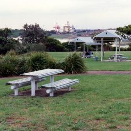 Picnic tables at Yarra Bay