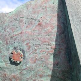 Inscription on reverse of Christo the Artist Sculpture