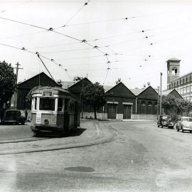 Tram returning to Dowling Street tram depot