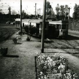 Two trams passing on the tracks
