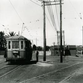 Tram exiting the Randwick Tram Workshop