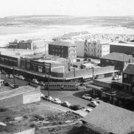 Aerial view of a Tram turning onto McKeon Street