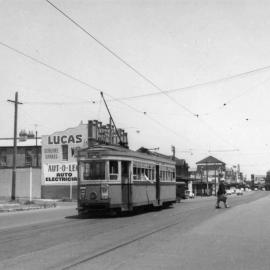 Tram on Anzac Parade at Kingsford