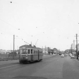 Tram on Anzac Parade at Kingsford