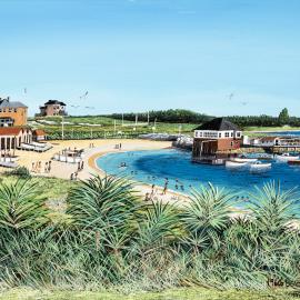 Oil painting, 1960s Beach Time at La Perouse, Craig Shepherd
