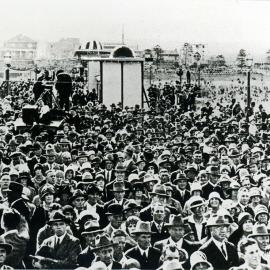 Crowd at the opening of the Coogee Beach shark proof net