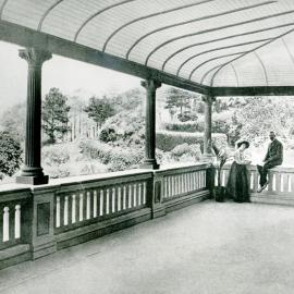 Mr and Mrs Miller on the terrace of Cliffbrook House