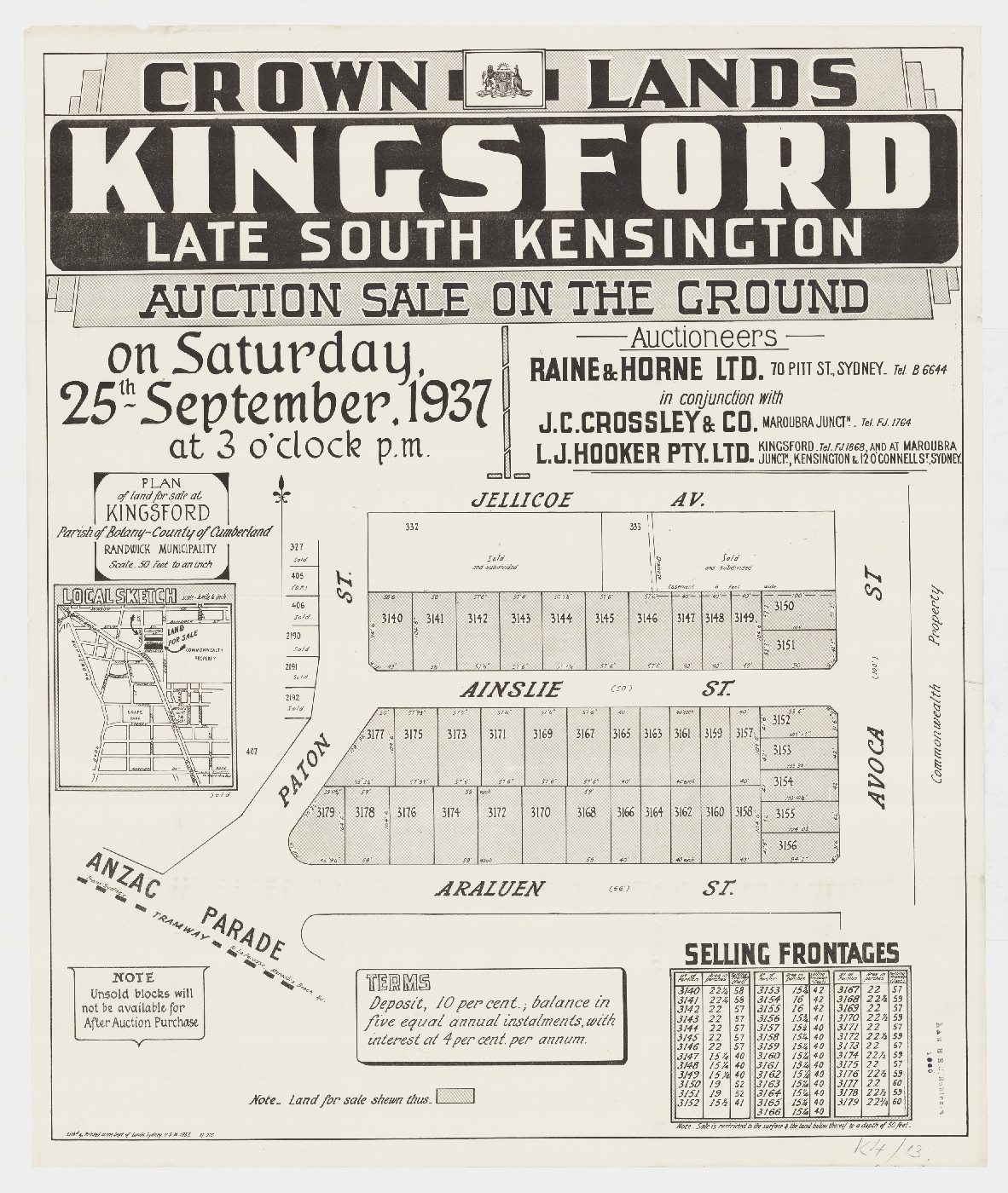 Kingsford Subdivision Plan 1937 (SLNSW)